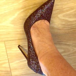 Heels, navy in color with a slight glitter